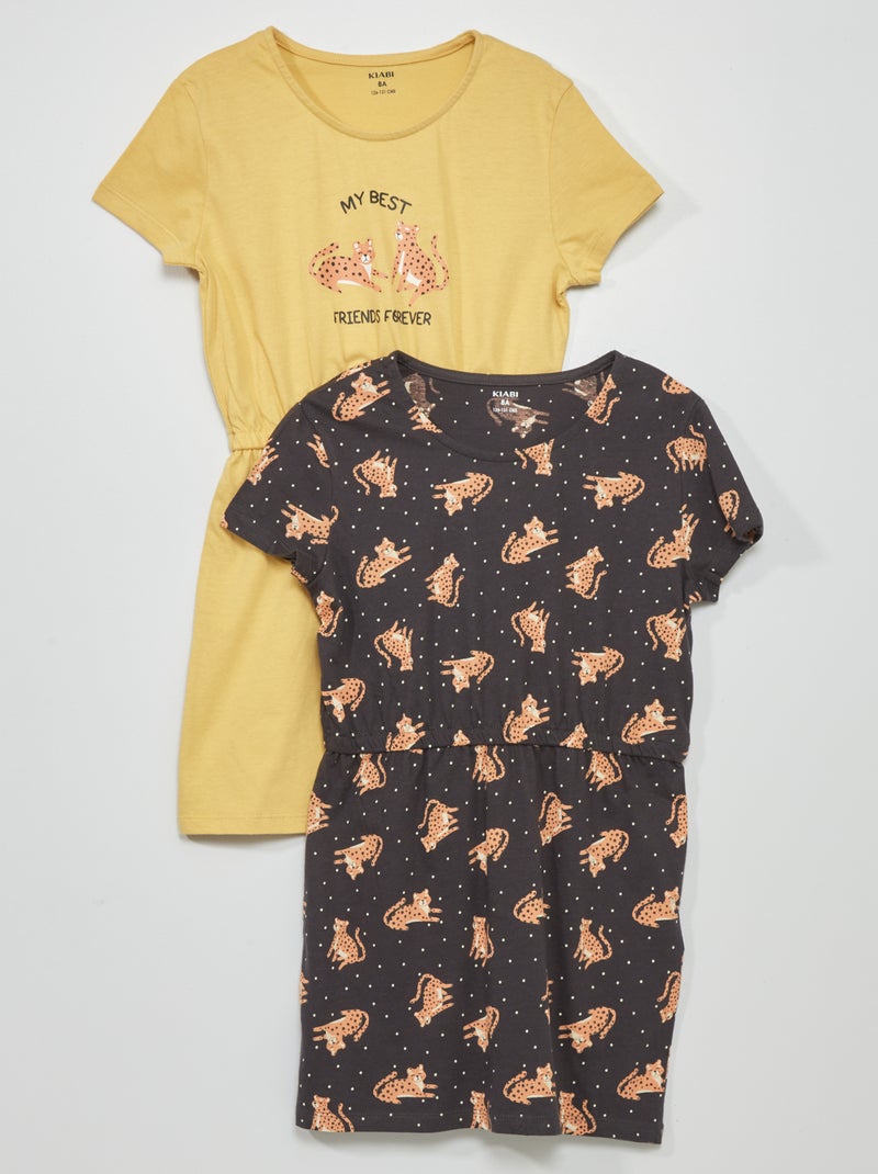 Robes en jersey avec imprimé - Lot de 2 Jaune/noir - Kiabi