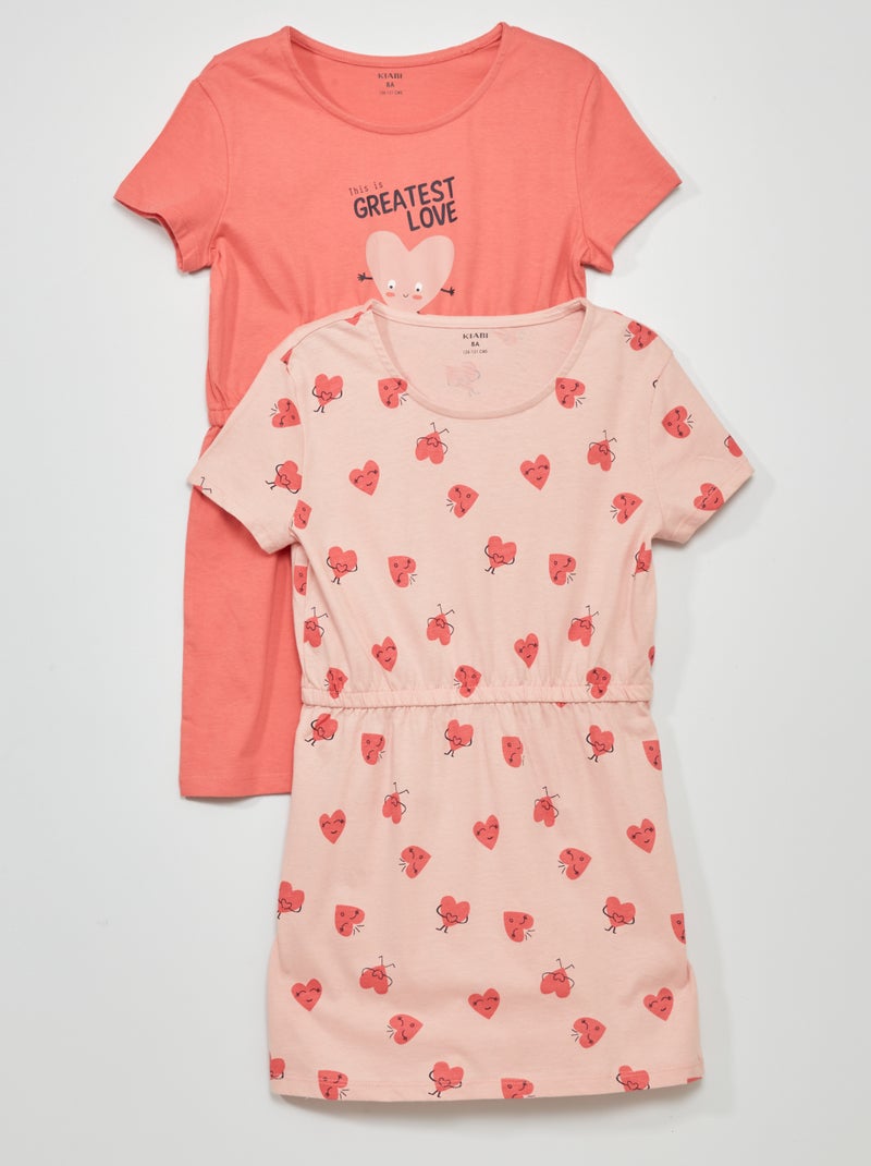 Robes en jersey avec imprimé - Lot de 2 Rose - Kiabi