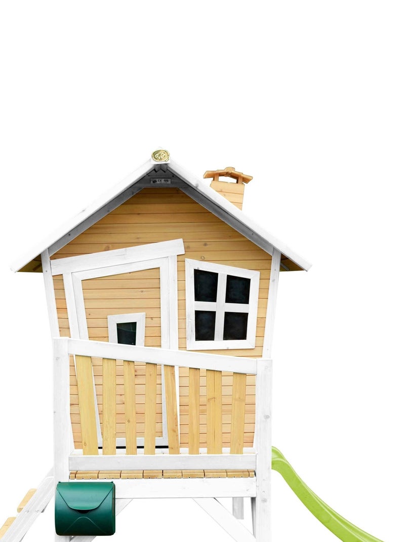 Robin Axi Maisonnette en bois écologique avec toboggan Vert jade - Kiabi