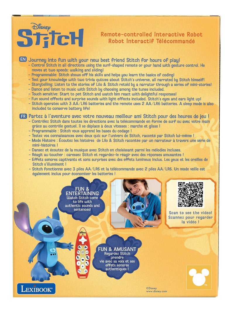 Robot Stitch t?l?command? bilingue et int?ractif, avec la vraie voix de Stitch Bleu - Kiabi