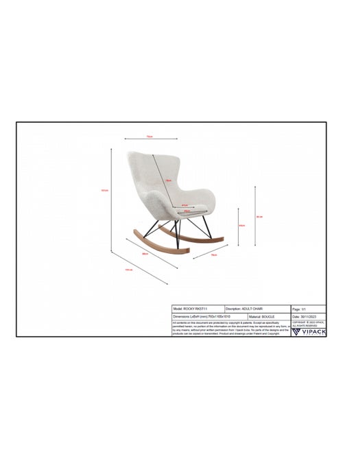 Rocky fauteuil à bascule blanc - Kiabi