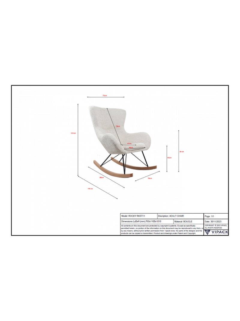 Rocky fauteuil à bascule blanc Blanc - Kiabi