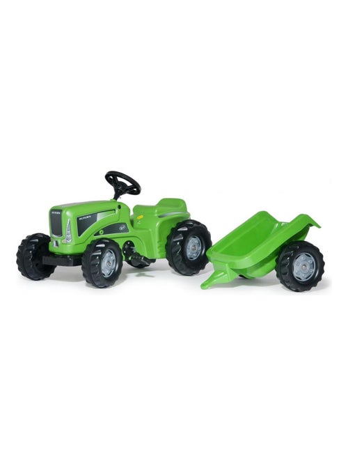 'rolly toys' tracteur a pedales + remorque rollykiddy futura vert - Kiabi