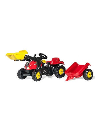 'rolly toys' tracteur a pedales rollykid-x + remorque