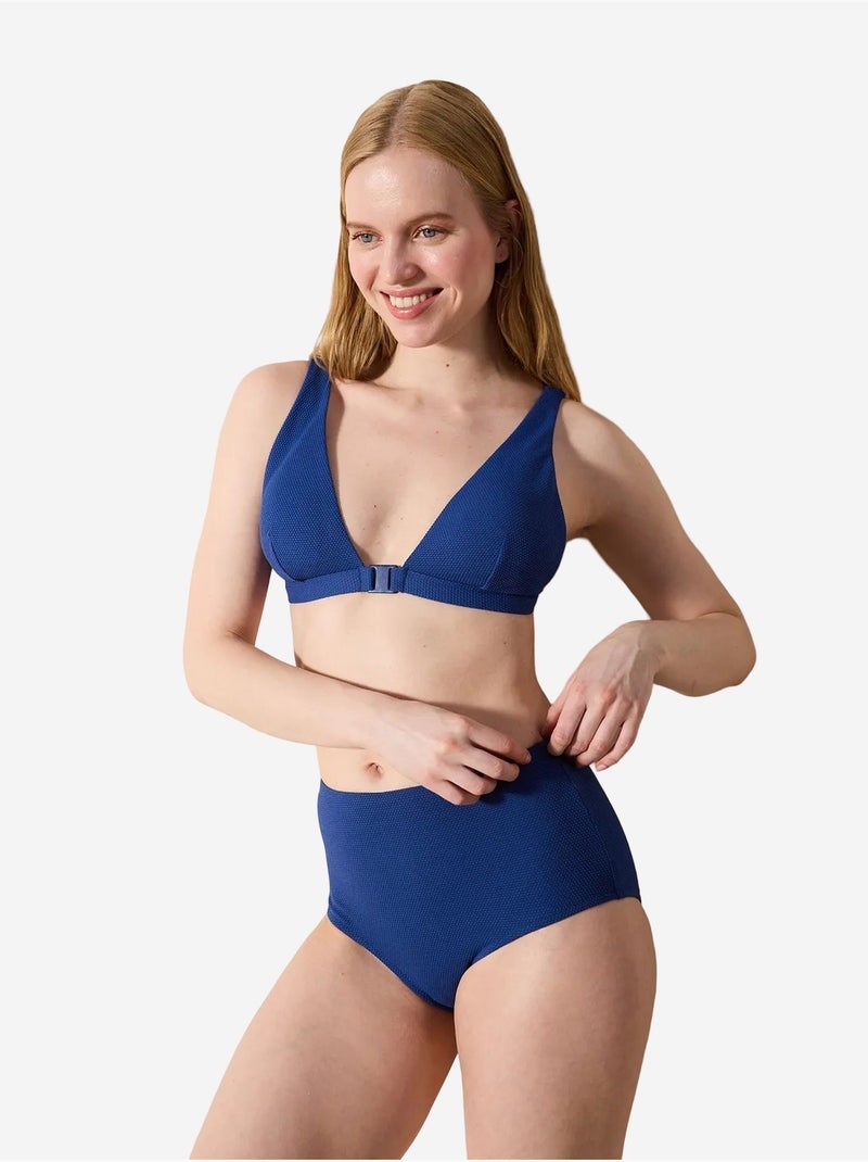 Romina haut de bikini à col v profond et texturé penti Indigo - Kiabi