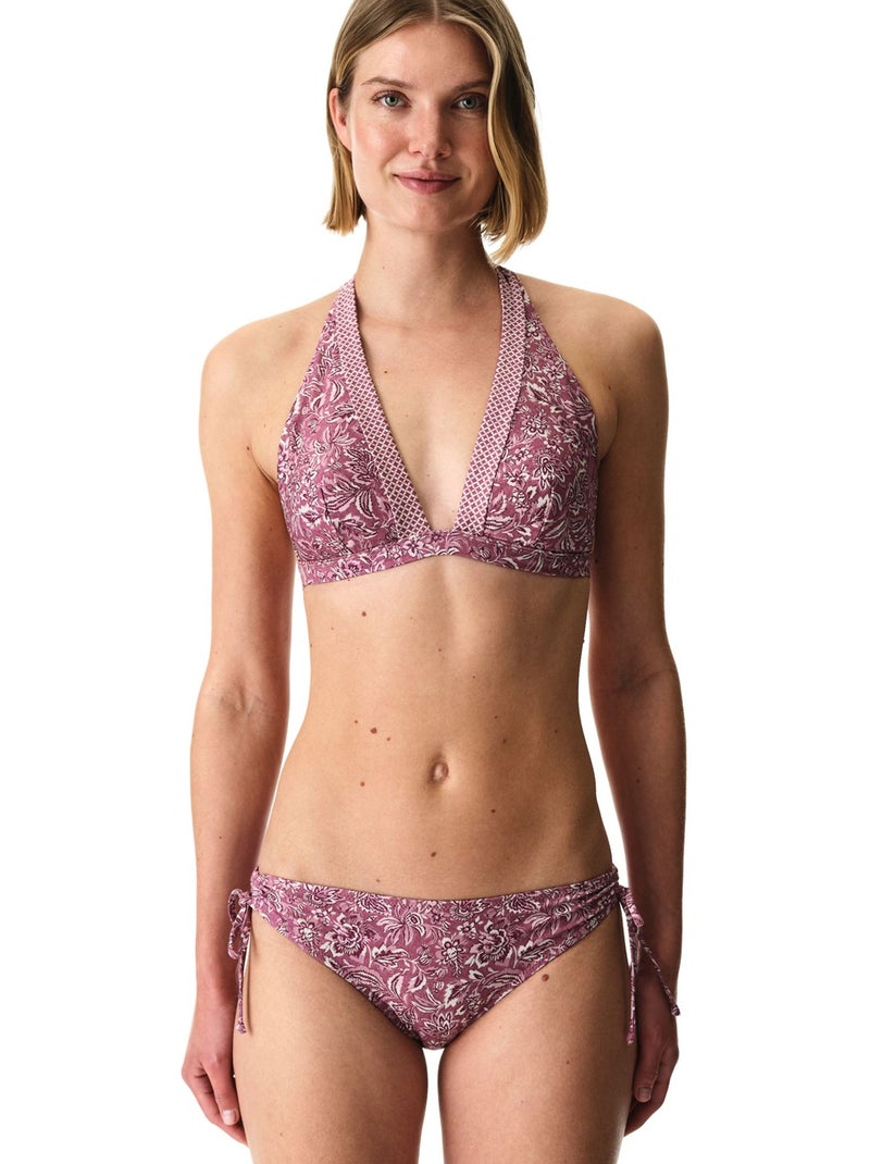 Rosa haut de bikini à col en v plongeant fleuri penti Mauve - Kiabi