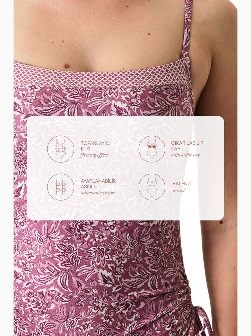 Rosa maillot de bain bandeau à armatures penti Blanc Mauve - Kiabi