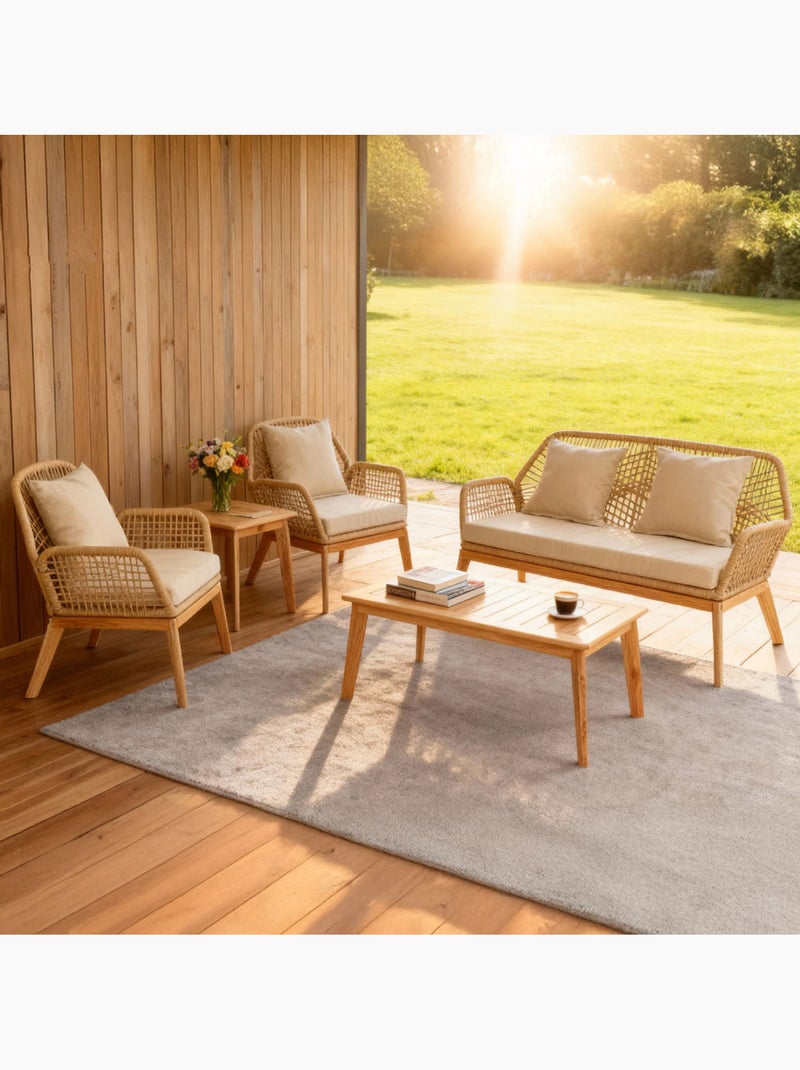 ROSARIO Salon de jardin 4 places en bois avec 2 tables gris anthracite et bois gris anthracite - Kiabi