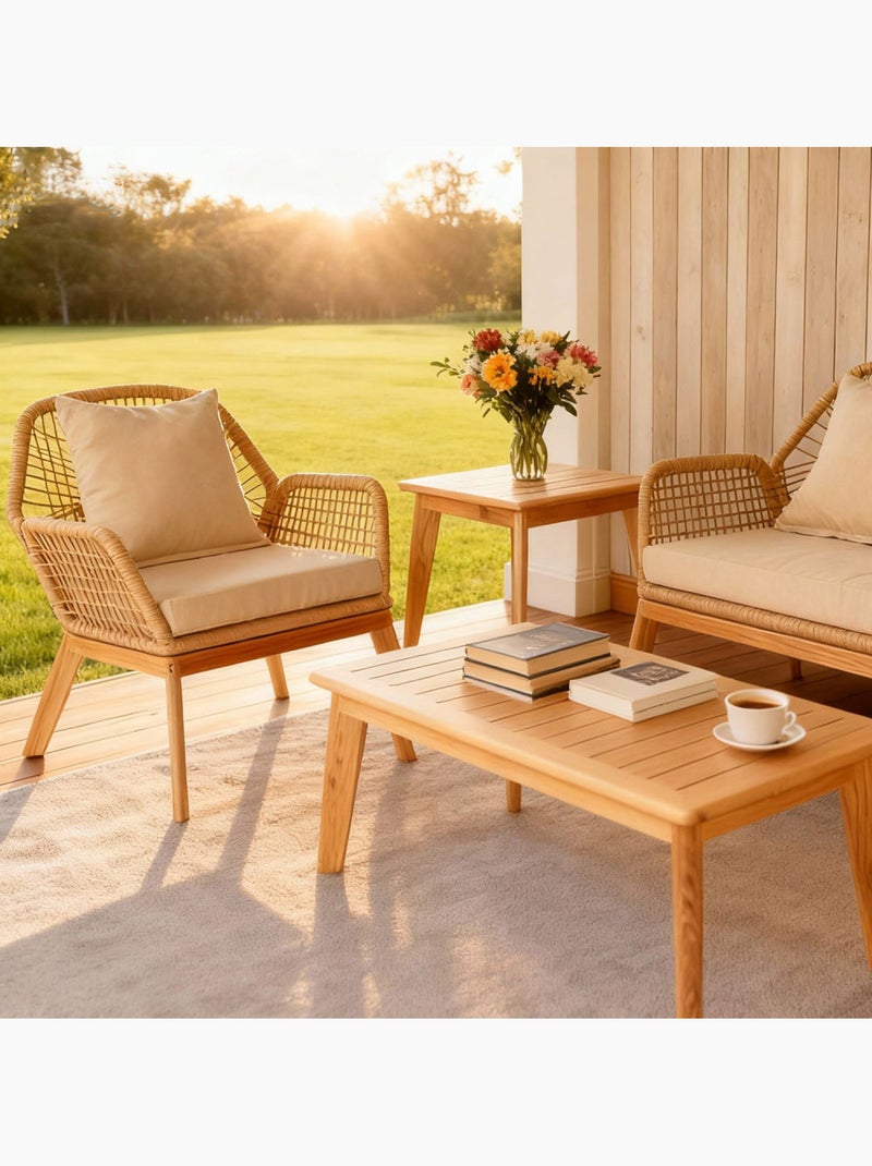 ROSARIO Salon de jardin 4 places en bois avec 2 tables gris anthracite et bois gris anthracite - Kiabi