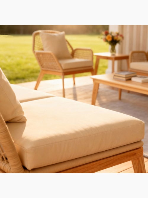 ROSARIO Salon de jardin 4 places en bois avec 2 tables gris anthracite et bois - Kiabi