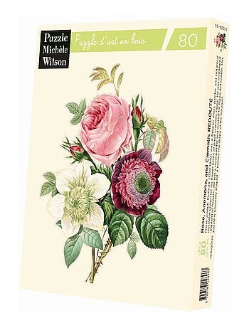 Rose, anémone et clématite de Redouté