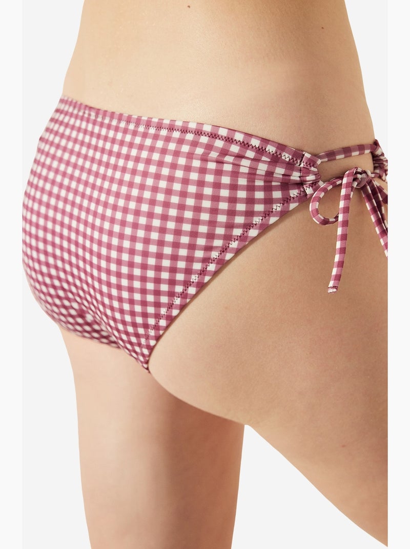 Roselake bas de bikini à nouer sur le côté à carreaux penti Rouge bordeaux - Kiabi