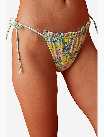 Rosy bas de bikini imprimé fleuri, à volants et à nouer penti