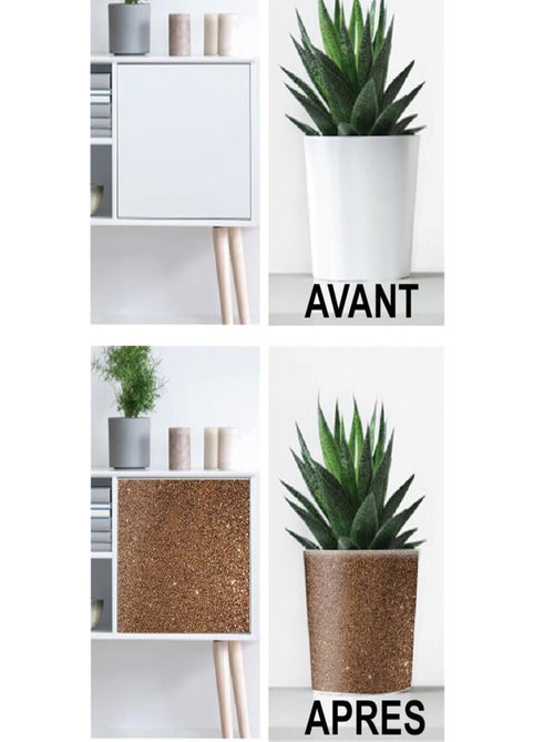 Rouleau d'adhésif décoratif pailleté marron glacé 45 x 150 cm - Kiabi