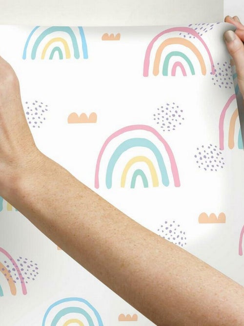 Rouleau de papier peint auto-adhésif - Arc-en-ciel - Rose - Kiabi