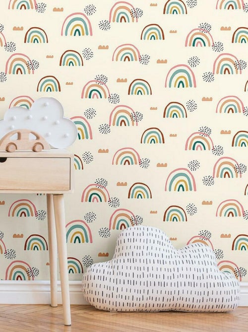 Rouleau de papier peint auto-adhésif - Arc-en-ciel - Taupe - Kiabi