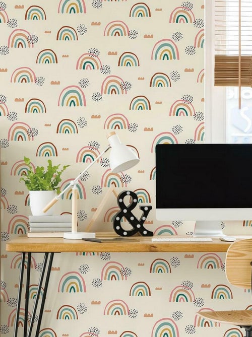 Rouleau de papier peint auto-adhésif - Arc-en-ciel - Taupe - Kiabi