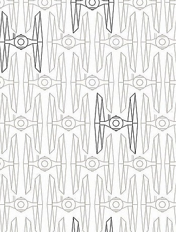 Rouleau de papier peint auto-adhésif - Chasseurs et Vaisseaux Star Wars - Noir et Blanc