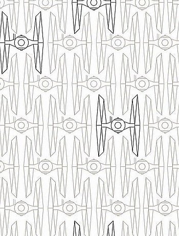 Rouleau de papier peint auto-adhésif - Chasseurs et Vaisseaux Star Wars - Noir et Blanc