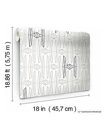 Rouleau de papier peint auto-adhésif - Chasseurs et Vaisseaux Star Wars - Noir et Blanc