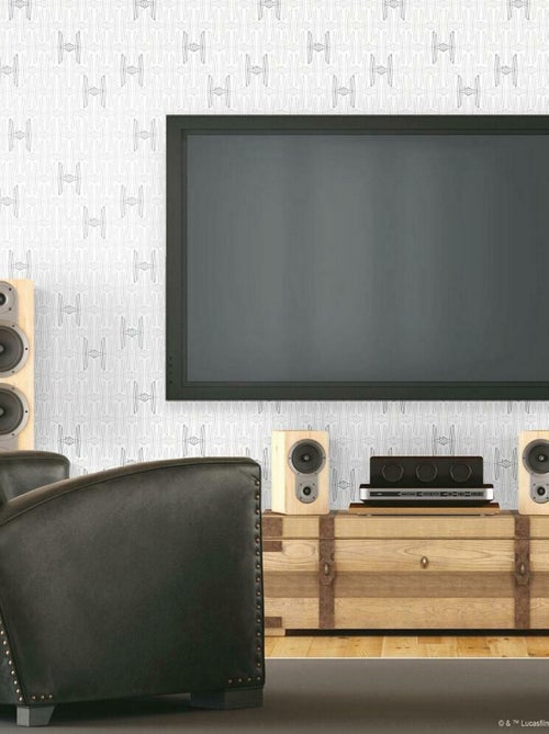 Rouleau de papier peint auto-adhésif - Chasseurs et Vaisseaux Star Wars - Noir et Blanc - Kiabi