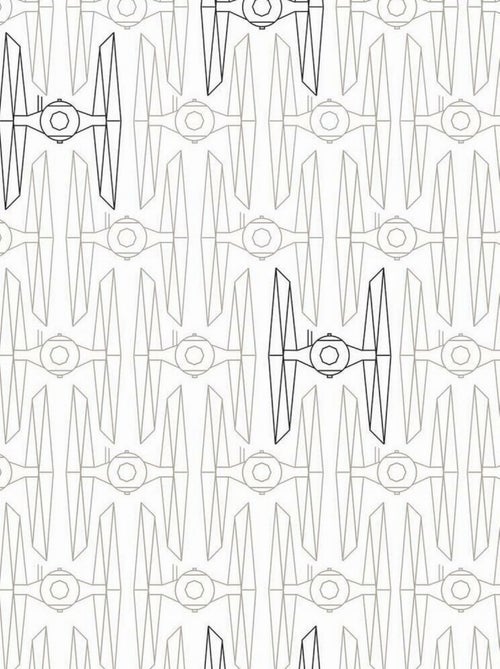 Rouleau de papier peint auto-adhésif - Chasseurs et Vaisseaux Star Wars - Noir et Blanc - Kiabi