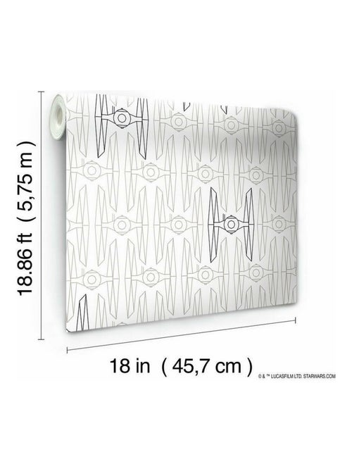 Rouleau de papier peint auto-adhésif - Chasseurs et Vaisseaux Star Wars - Noir et Blanc - Kiabi