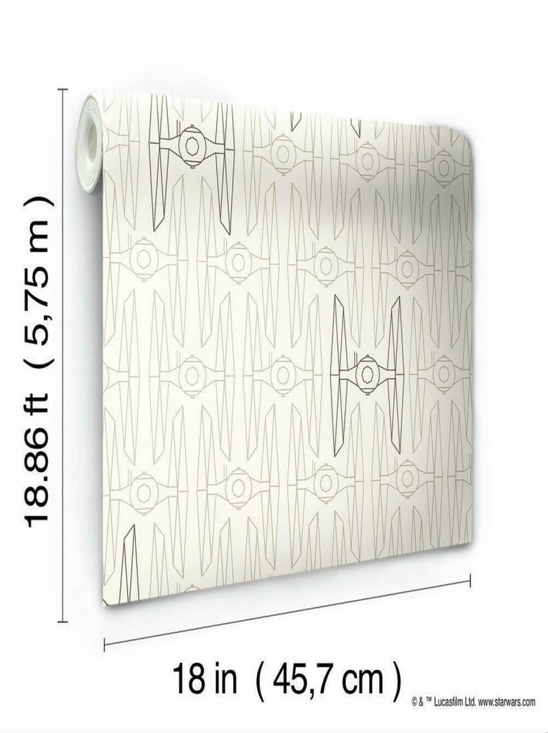 Rouleau de papier peint auto-adhésif - Chasseurs et Vaisseaux Star Wars - Taupe Blanc - Kiabi