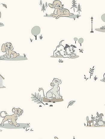 Rouleau de papier peint auto-adhésif - Disney Animaux Bébés - Gris