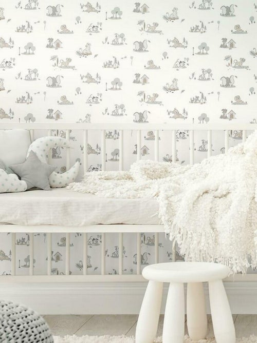 Rouleau de papier peint auto-adhésif - Disney Animaux Bébés - Gris - Kiabi