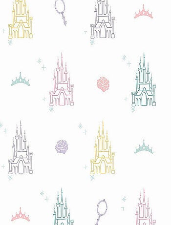 Rouleau de papier peint auto-adhésif - Disney Château de Princesses - Blanc