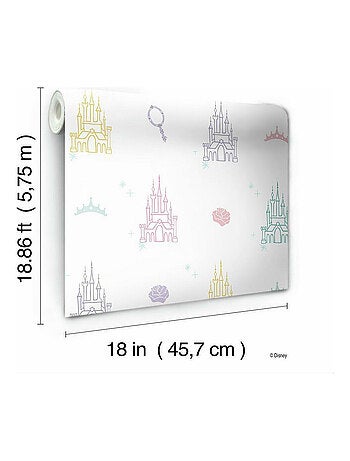 Rouleau de papier peint auto-adhésif - Disney Château de Princesses - Blanc