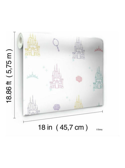 Rouleau de papier peint auto-adhésif - Disney Château de Princesses - Blanc - Kiabi