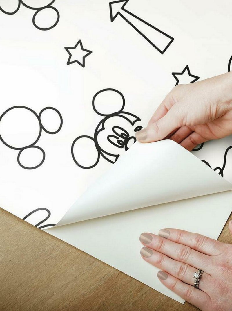 Rouleau de papier peint auto-adhésif - Disney Mickey - Noir et Blanc Noir Noir - Kiabi