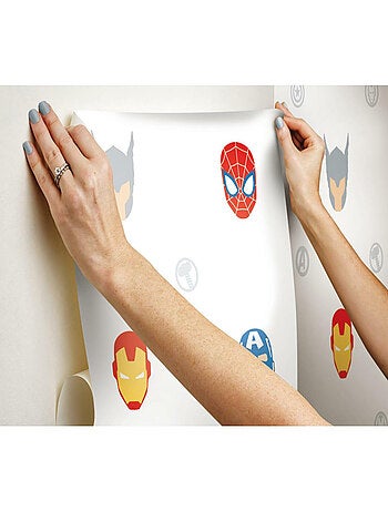 Rouleau de papier peint auto-adhésif - Marvel Avengers Comics - Visages des Super-Héros