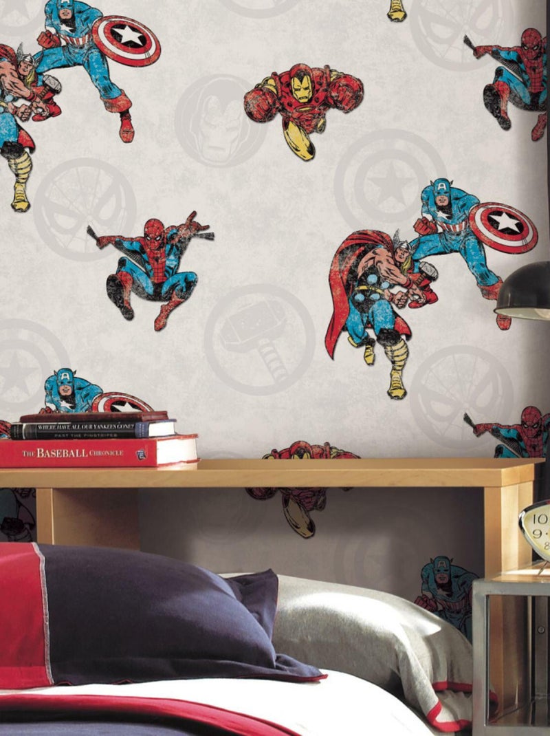 Rouleau de papier peint auto-adhésif - Marvel Avengers Comics Multicolore - Kiabi