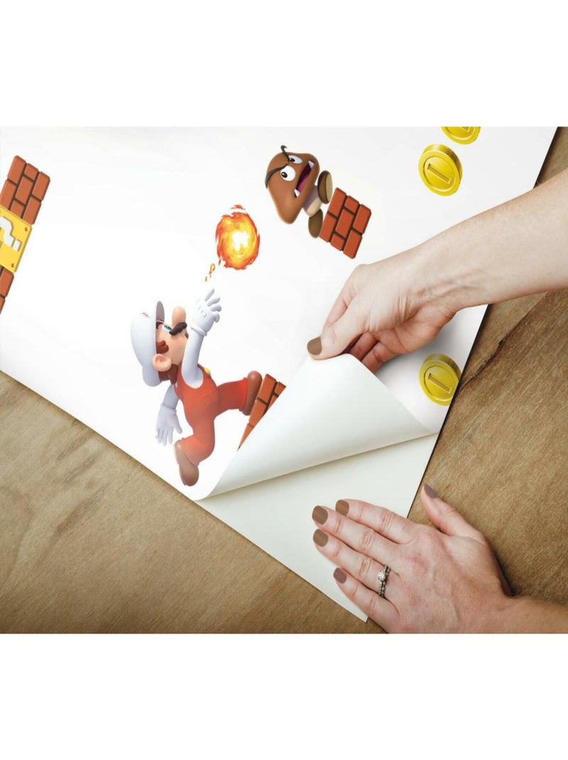 Rouleau de papier peint auto-adhésif - Nin Mario Bros Multicolore - Kiabi