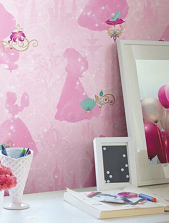 Rouleau de papier peint auto-adhésif - Ombre des Princesses Disney - Rose