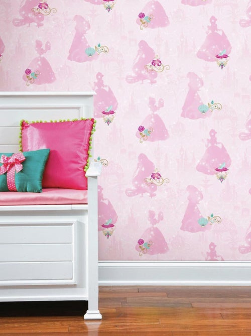 Rouleau de papier peint auto-adhésif - Ombre des Princesses Disney - Rose - Kiabi