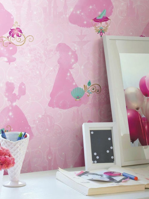Rouleau de papier peint auto-adhésif - Ombre des Princesses Disney - Rose - Kiabi