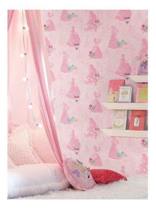 Rouleau de papier peint auto-adhésif - Ombre des Princesses Disney - Rose - Kiabi