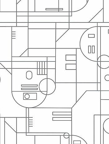 Rouleau de papier peint auto-adhésif - Star Wars Formes Géométriques R2D2 - Blanc et Noir