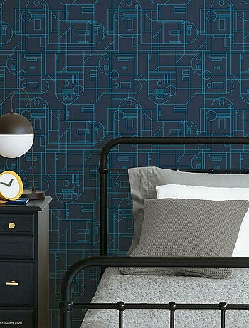Rouleau de papier peint auto-adhésif - Star Wars Formes Géométriques R2D2 - Bleu