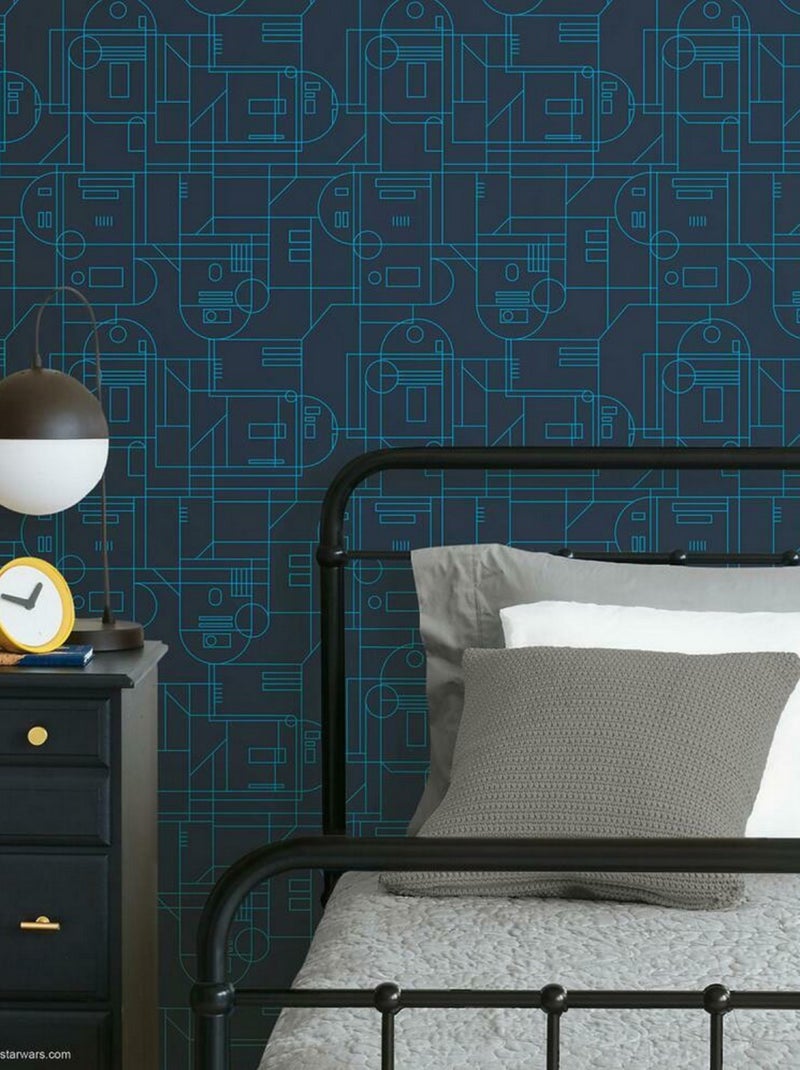 Rouleau de papier peint auto-adhésif - Star Wars Formes Géométriques R2D2 - Bleu Bleu - Kiabi