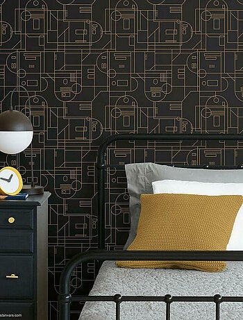 Rouleau de papier peint auto-adhésif - Star Wars Formes Géométriques R2D2 - Noir