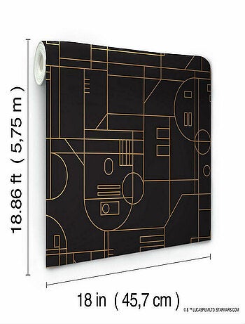 Rouleau de papier peint auto-adhésif - Star Wars Formes Géométriques R2D2 - Noir