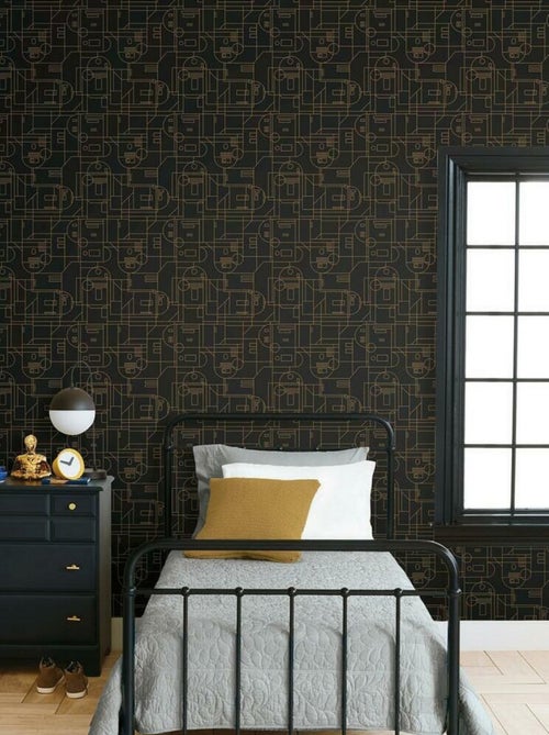 Rouleau de papier peint auto-adhésif - Star Wars Formes Géométriques R2D2 - Noir - Kiabi