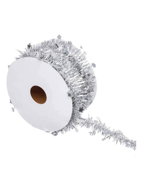 Rouleau guirlande de noel etoile 2 plis 3 m argent - Kiabi