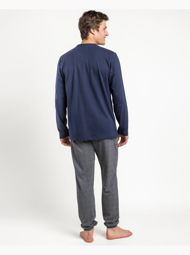 Routine café pour hommes - Pyjama à manches longues Bleu marine - Kiabi
