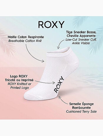 ROXY Chaussettes Fille Sneaker Pack 6 (Lot) - Coton Respirant